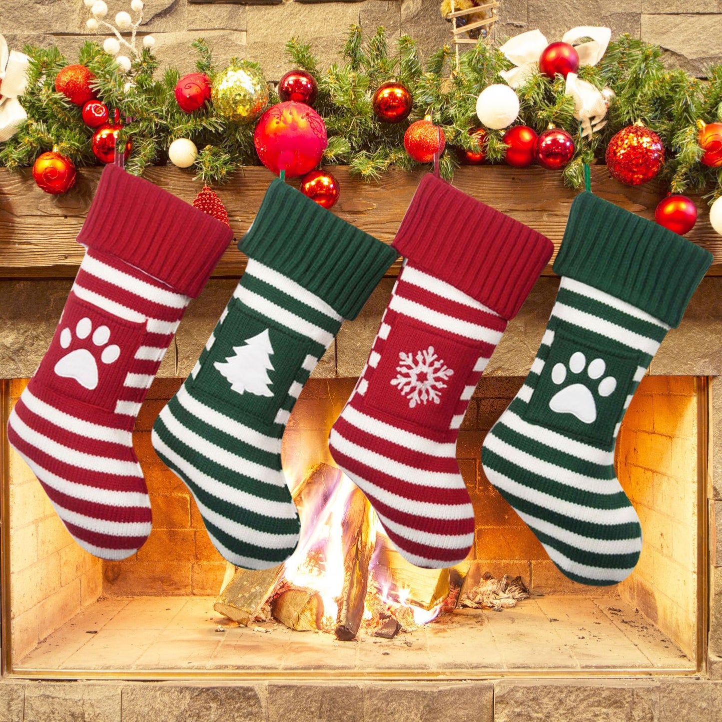 Christmas Pet Cat Dog Christmas Knitted Stockings