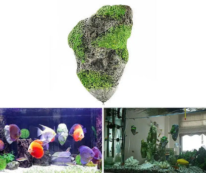 Decoraciones flotantes para acuarios con rocas de musgo