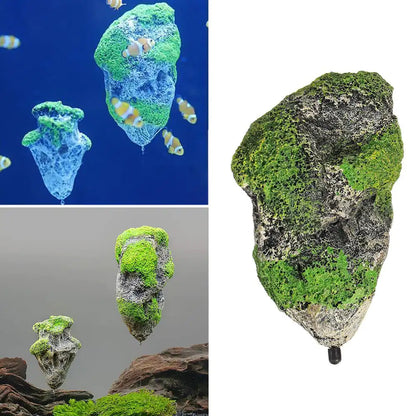 Decoraciones flotantes para acuarios con rocas de musgo